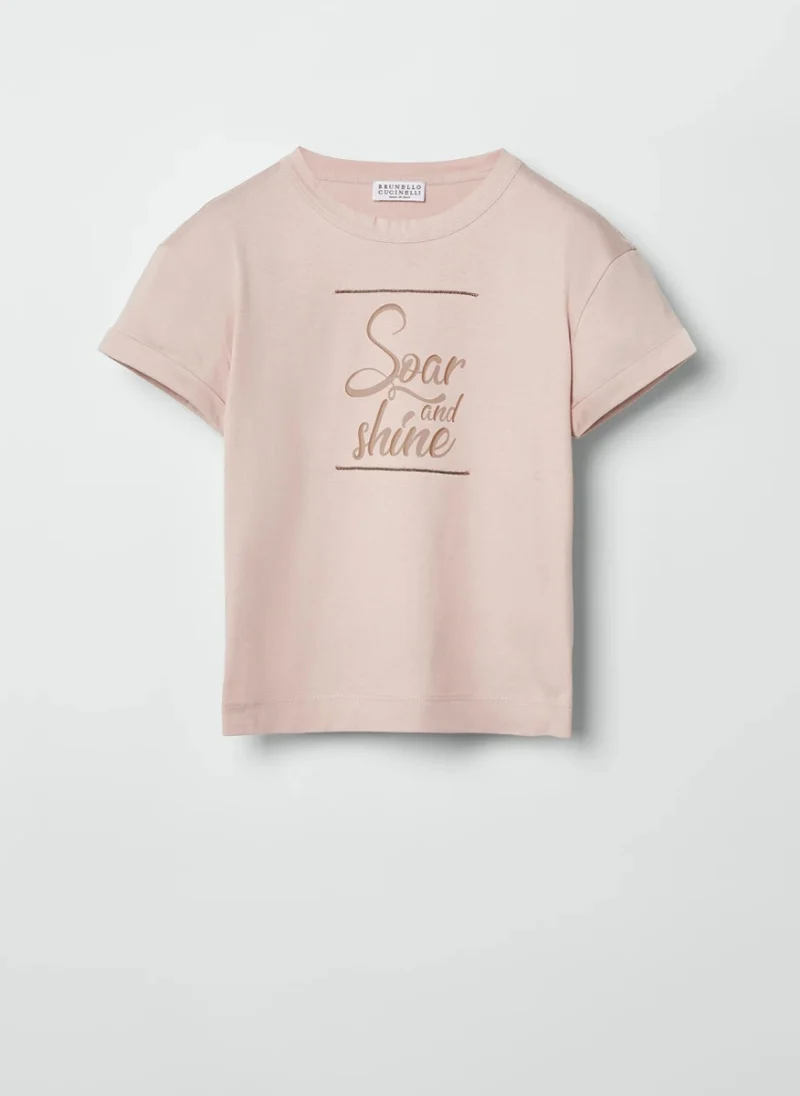 Тишърт с принт 'Soar and Shine' Brunello Cucinelli Kids — снимка 4