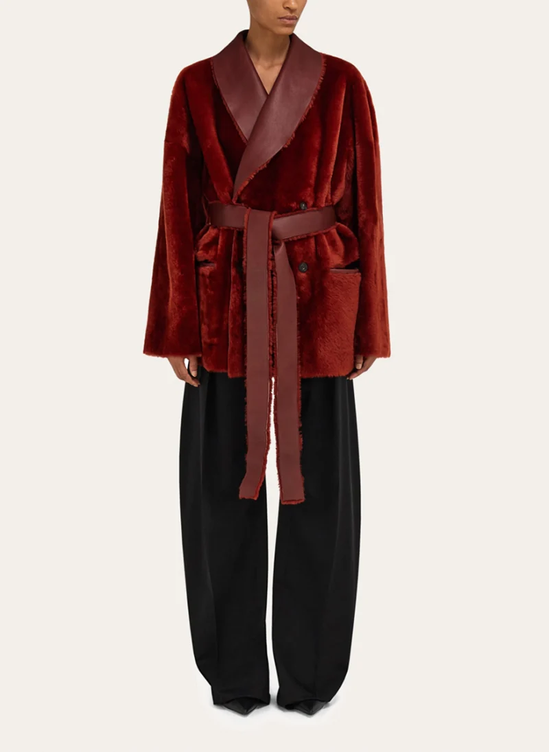 Двулицево палто 'shearling' Ferragamo