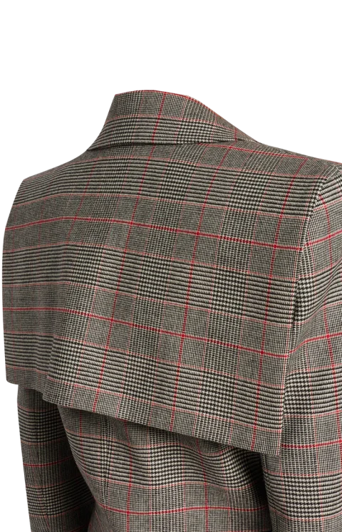 Prince of Wales Wool Single-Breasted Tailored jacket in Black/Red — снимка 2