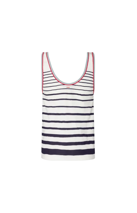 White and Blue Striped Jersey Top — снимка 2