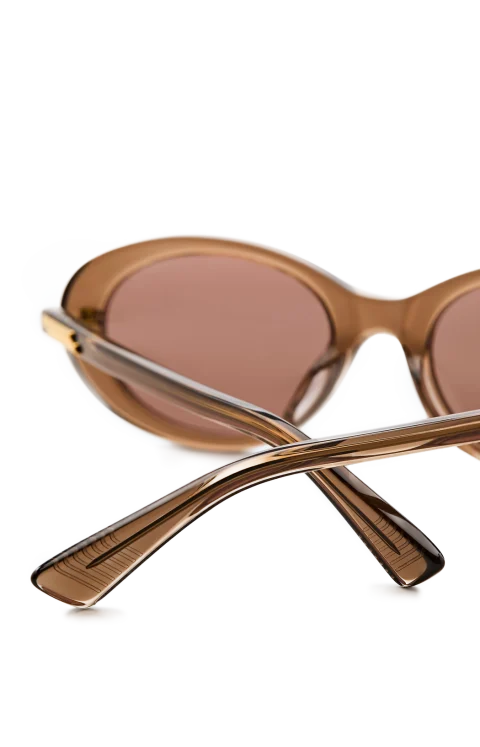 Oval Acetate Sunglasses in Brown — снимка 3