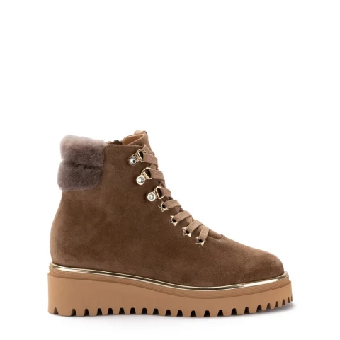 Дамски бежови боти с вълна Luca Grossi