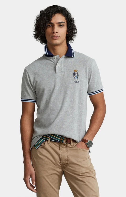 Поло-шърт с контрастни ленти и Polo Bear бродерия