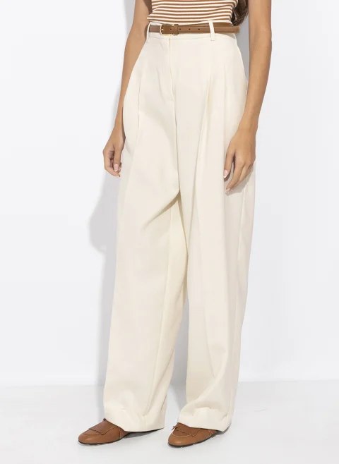 Панталон с контрастен колан Max Mara Studio Mstadunco — снимка 4
