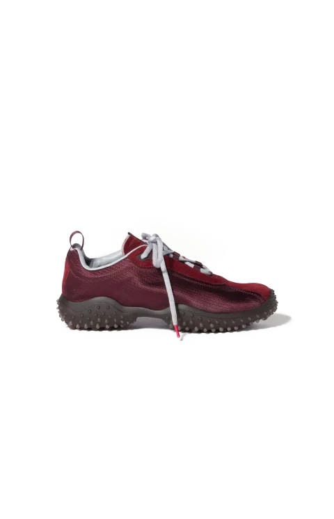 Bubble Technical Fabric and Suede Sneakers in Burgundy