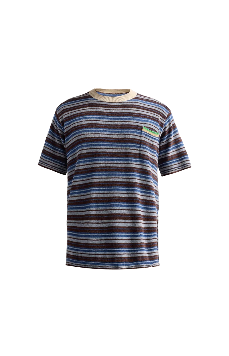 Striped Wool Crewneck Sweater in Mist