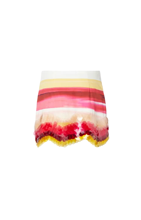 White Poplin Skirt with Sequins