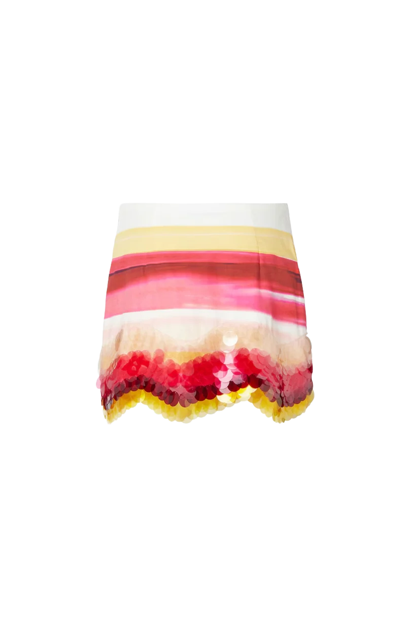 White Poplin Skirt with Sequins