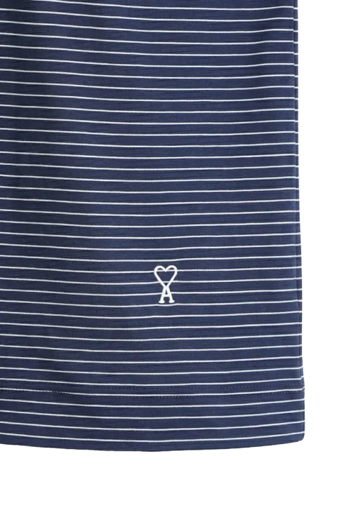 Blue Cotton Striped Ami de Coeur Polo — снимка 2