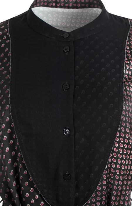 Printed Midi Shirt Dress in Black — снимка 2