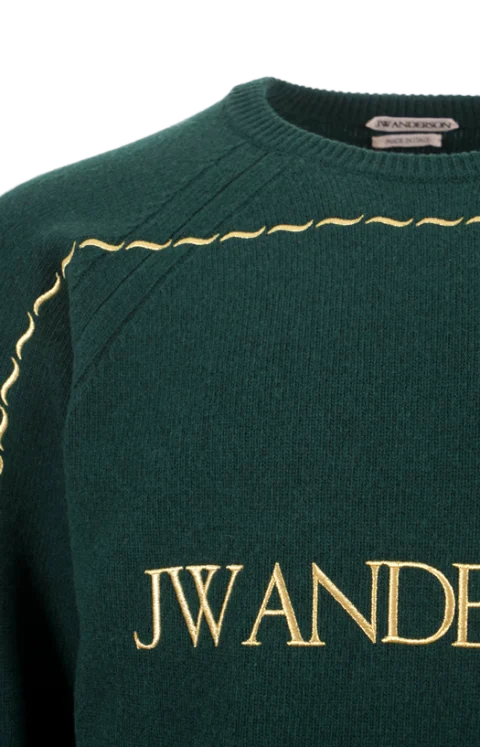 Logo-Embroidered Round-Neck Wool Jumper — снимка 2