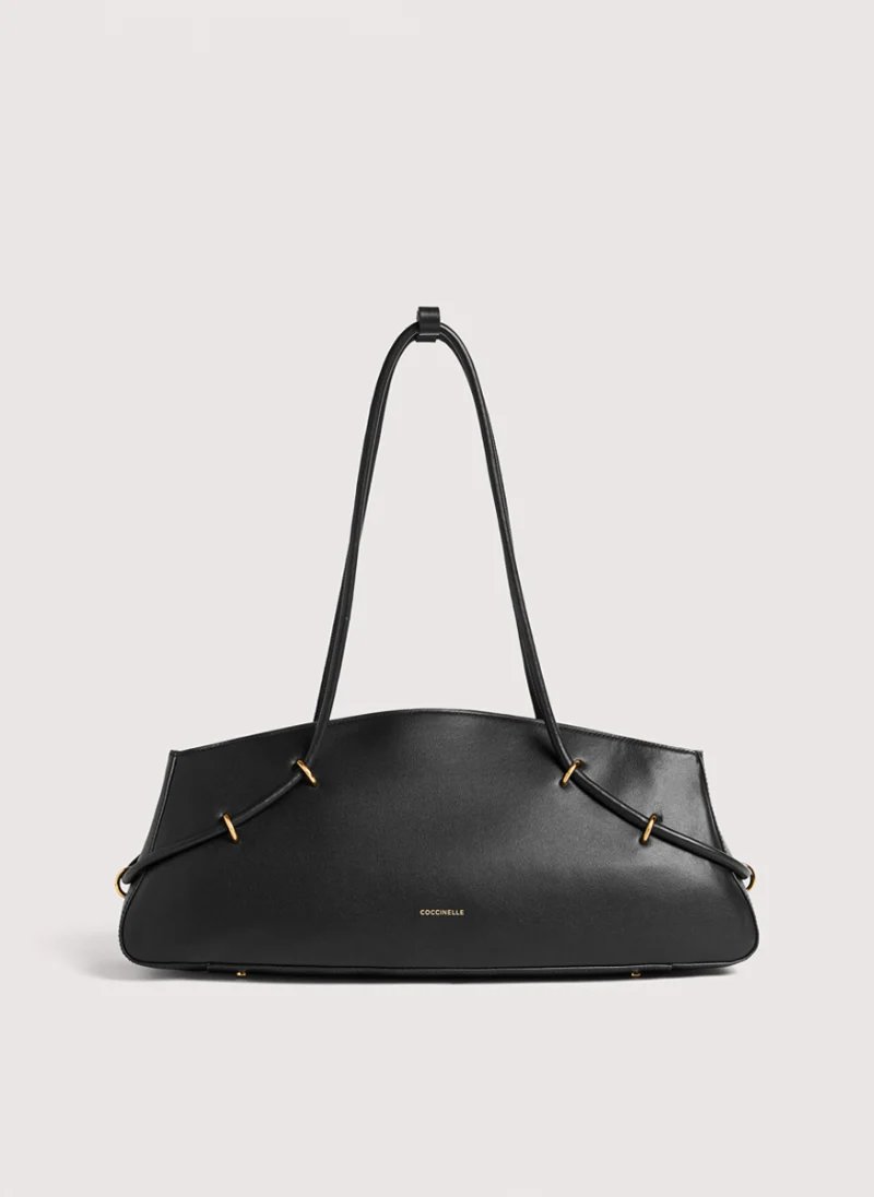 Кожена чанта Coccinelle Lizzie Noir