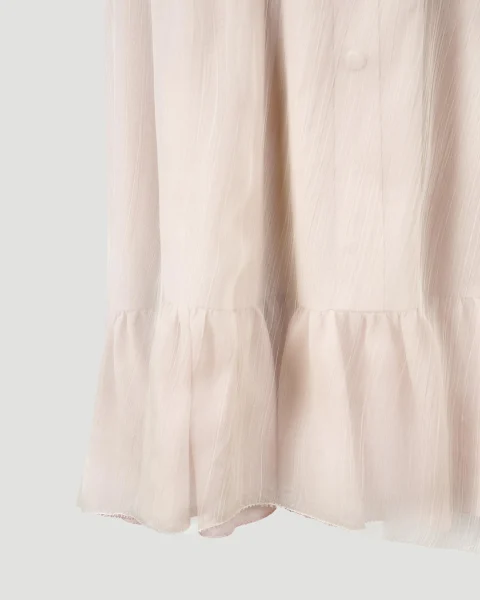 Silk Creponne Mini Dress in Ivory and Pink — снимка 4