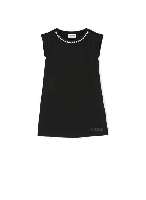 Рокля с декоративни перли Moschino Kids