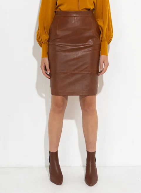 Кожена пола Weekend Max Mara Papaile — снимка 4