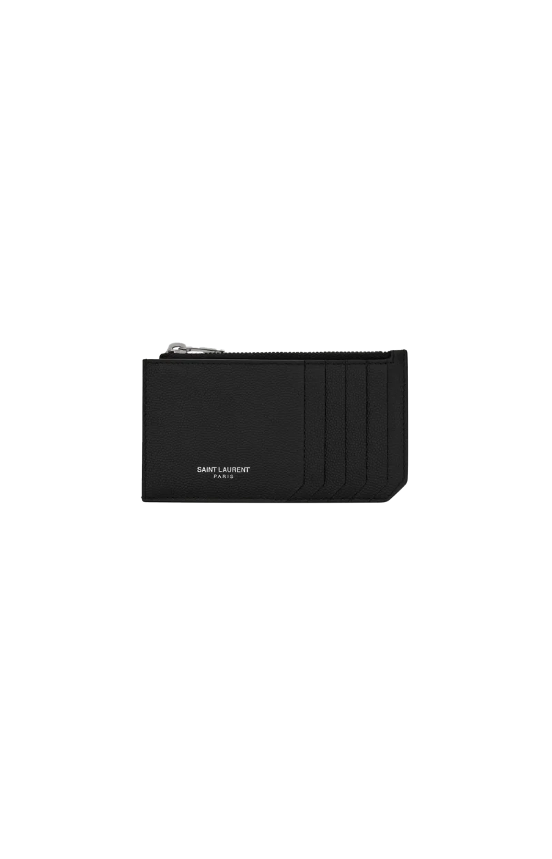 Fragments Zipped Card Case in Grain de Poudre Leather