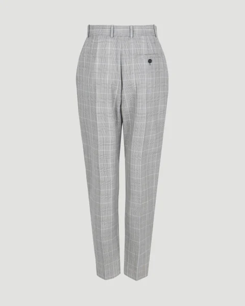 Wool Peg Trousers in Grey and Blue — снимка 2