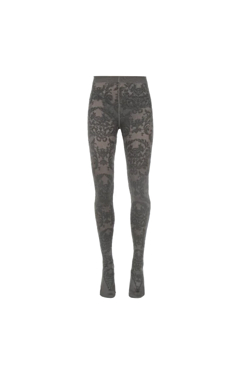 Damask Lace Tights in Khaki