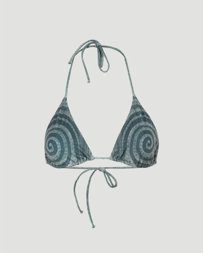 Spiral Print Bikini Top in Aqua