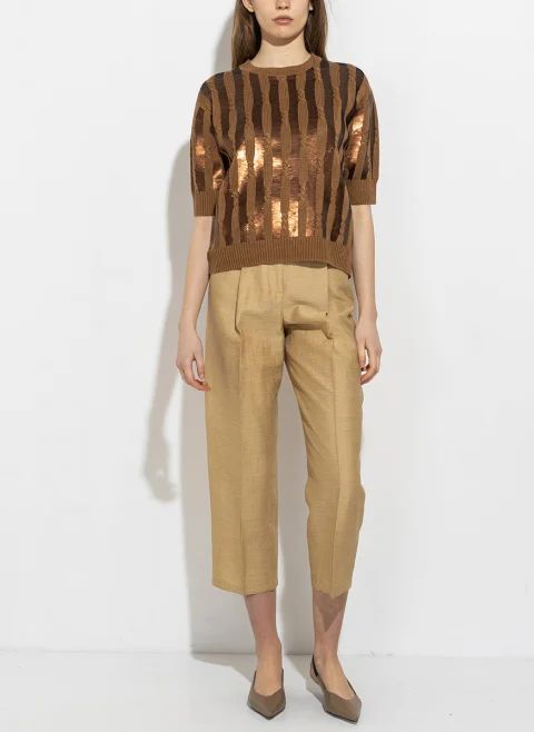 Пуловер с апликирани пайети Max Mara Empoli — снимка 7