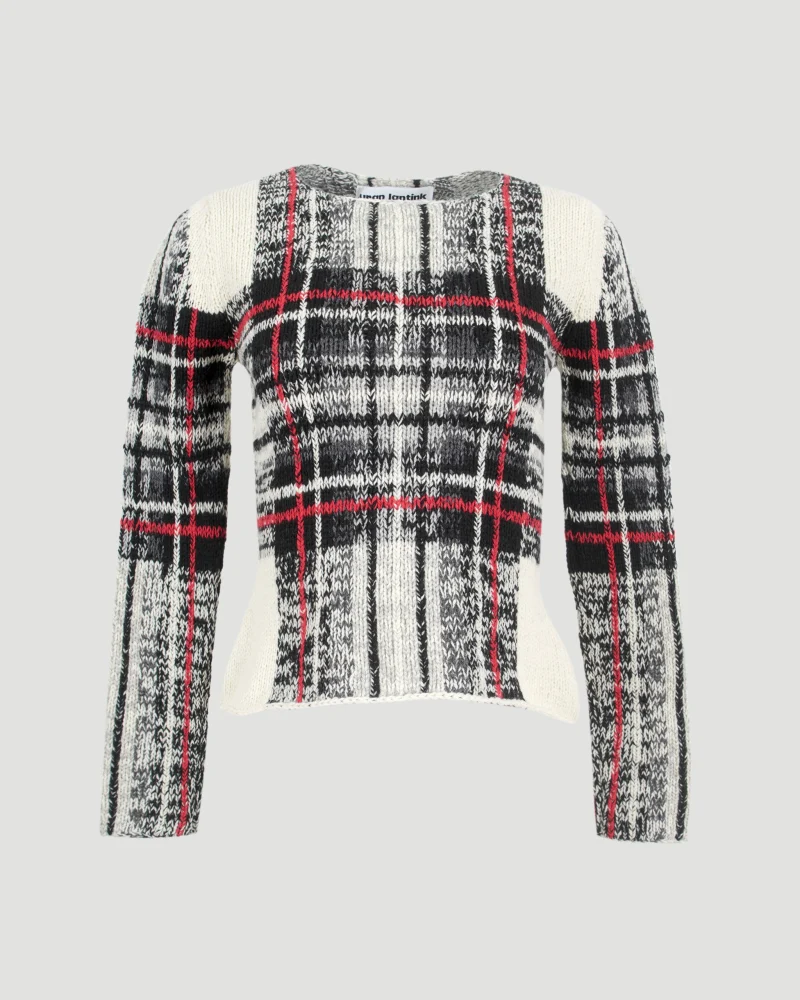 Hand Knitted Tartan Top Sweater