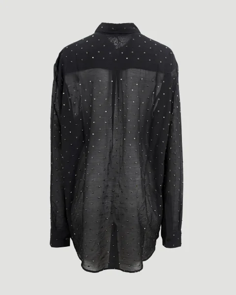 Stud-Embellished Shirt in Black — снимка 3