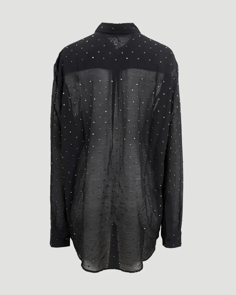 Stud-Embellished Shirt in Black — снимка 3