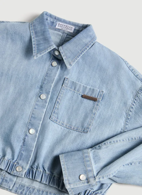 Риза от деним Brunello Cucinelli Kids 4-6 — снимка 2