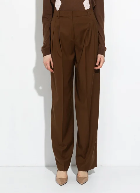 Панталон от фина вълна с колан Max Mara Studio Mstbacio — снимка 4