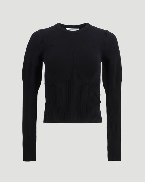 Ribbed-Knit Paneled Sweater