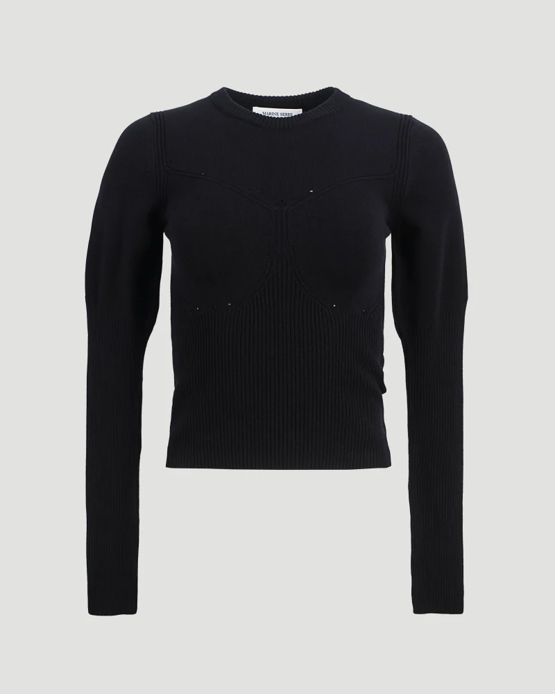 Ribbed-Knit Paneled Sweater