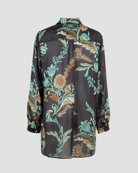Daffodil-Print Silk Shirt in Multicolour — снимка 2