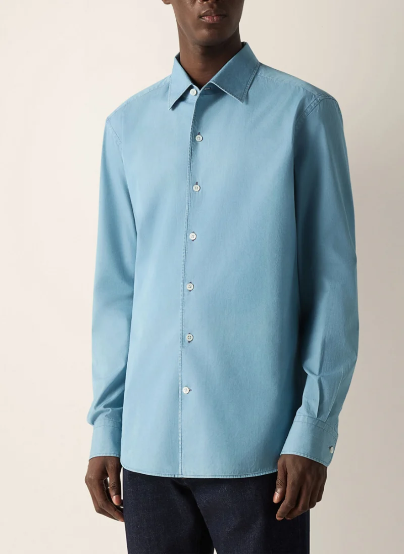 Риза от деним 'Bleached finish' Zegna