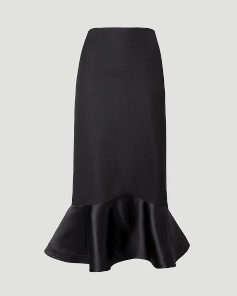 Grain de Poudre Wool Skirt in Black