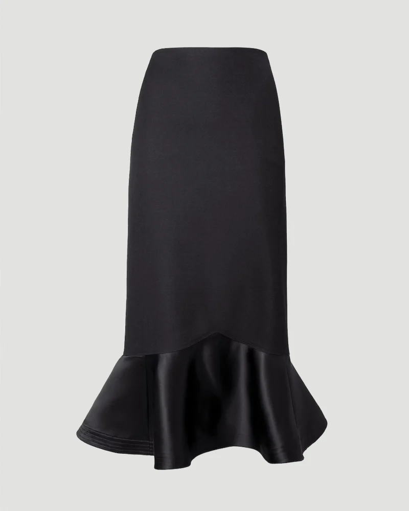 Grain de Poudre Wool Skirt in Black