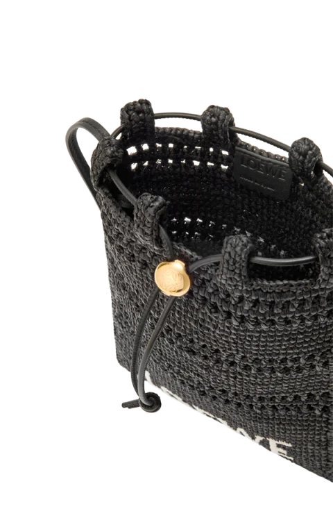 Drawstring Pocket Bag in Raffia — снимка 4
