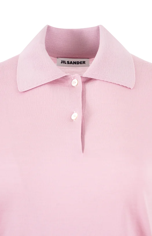 Wool Polo Shirt in Pastel Pink — снимка 2
