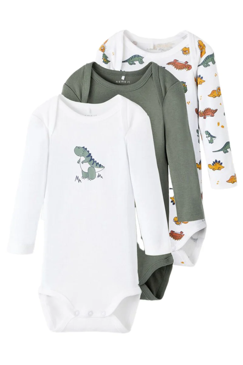 Детски Bodysuit (Pack Of 3) Nbmbody 3P Ls Laurel Wreath Dino Noos 13206293 17-6009 TCX Laurel Wreath