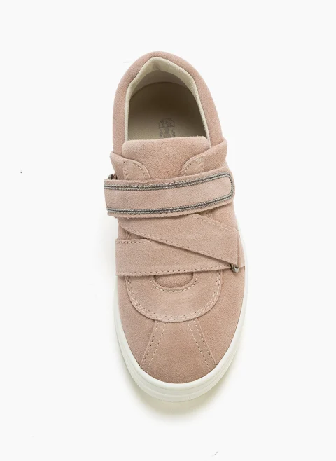 Велурени кецове с монили Brunello Cucinelli Kids — снимка 5