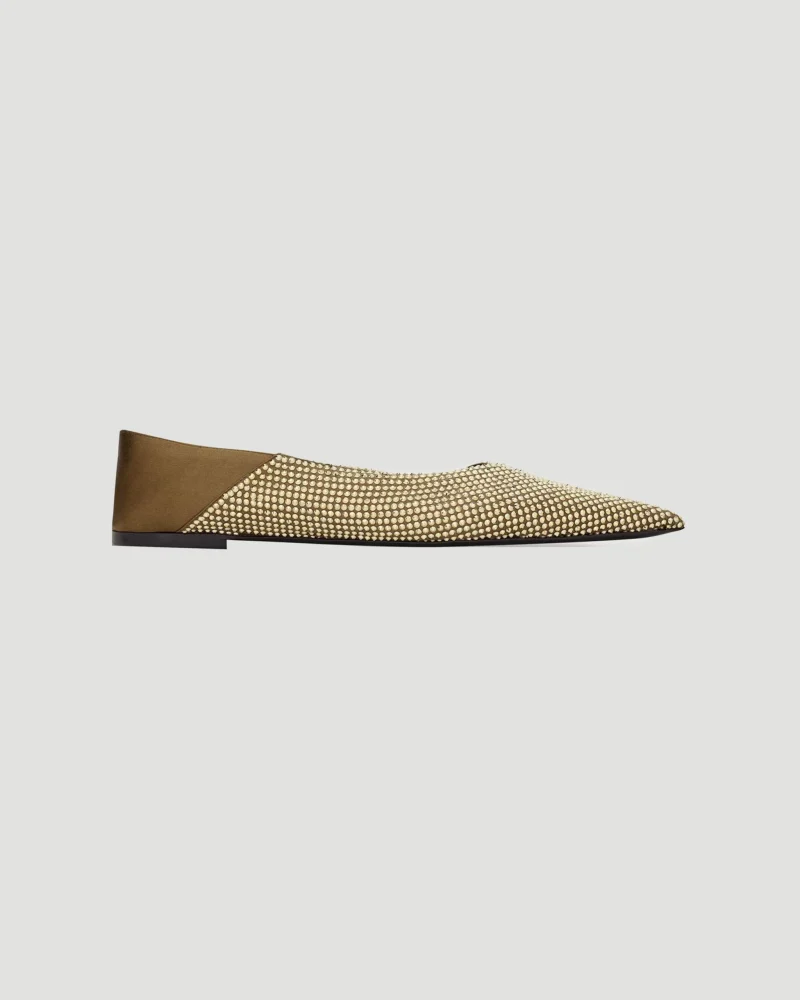 Nour Slippers in Satin Crepe and Rhinestones