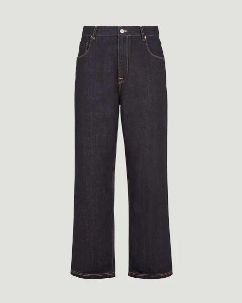Straight Fit Long Jeans in Dark Blue