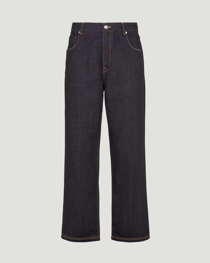 Straight Fit Long Jeans in Dark Blue