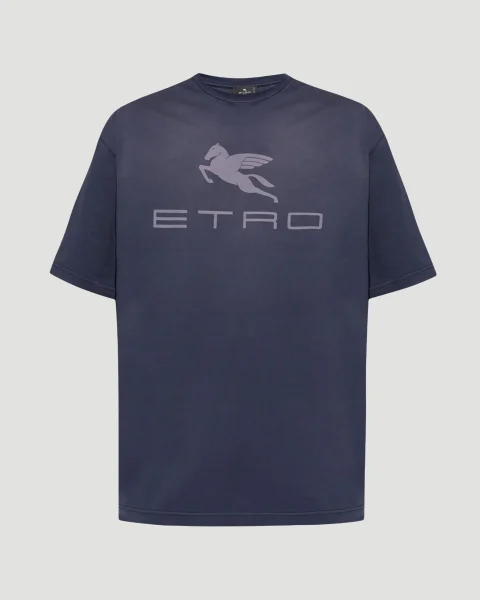 Navy T-Shirt with Printed Logo