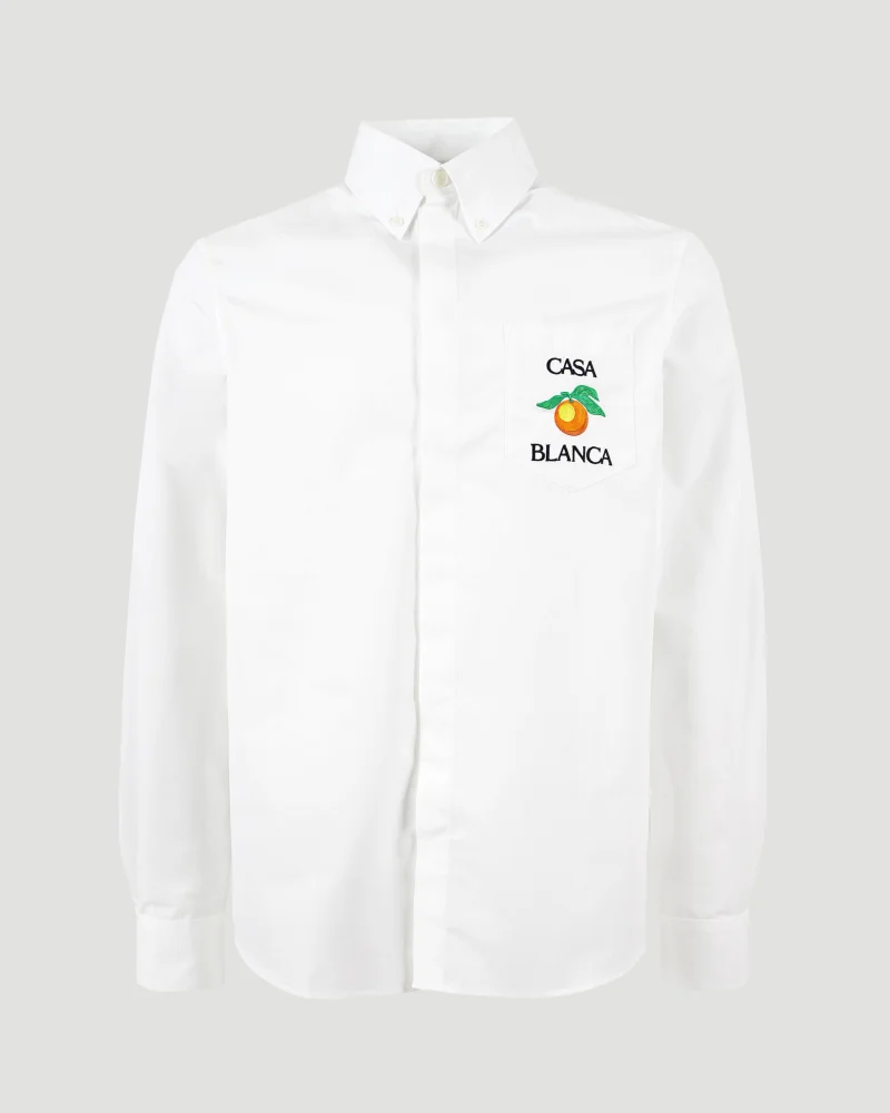 Embroidered Orange Oxford Shirt