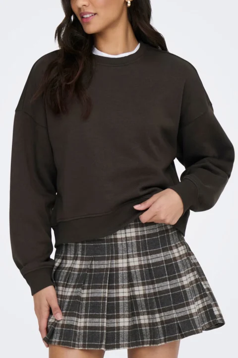 Суичър Onlbest L/S Neck 15338727 19-1109 TCX chocolate torte — снимка 2