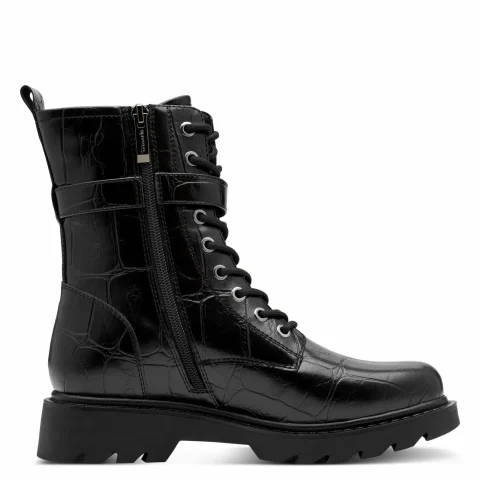 Дамски Кубинки TAMARIS – 1-25228-45-028 BLACK CROCO — снимка 2
