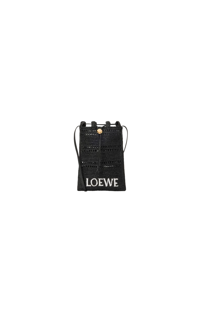 Drawstring Pocket Bag in Raffia