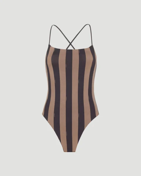 Brown Lycra® Reversible Swimsuit