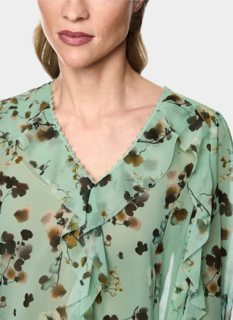 Ефирна блуза с флорален принт Marc Cain Collections — снимка 11