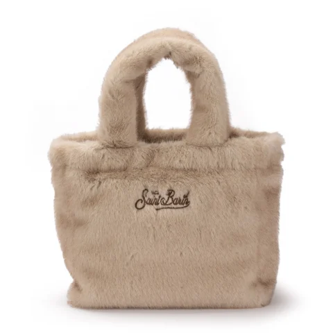 Дамска бежова чанта Colette Soft Fur SAINT BARTH — снимка 6